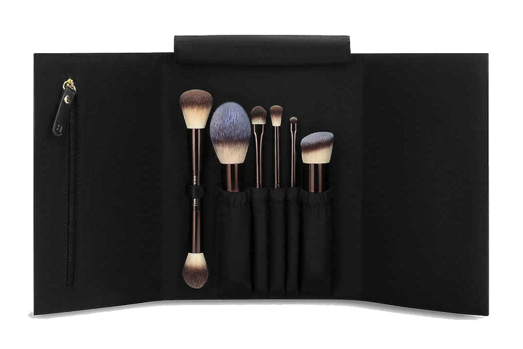 Black foldover beauty brush kit