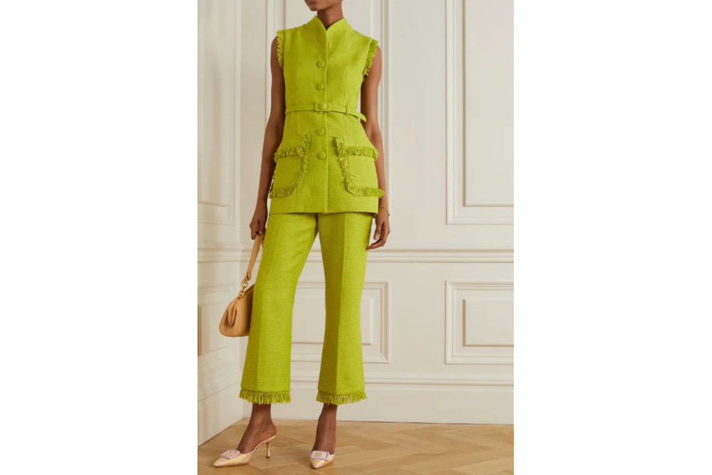 Model in green suit
