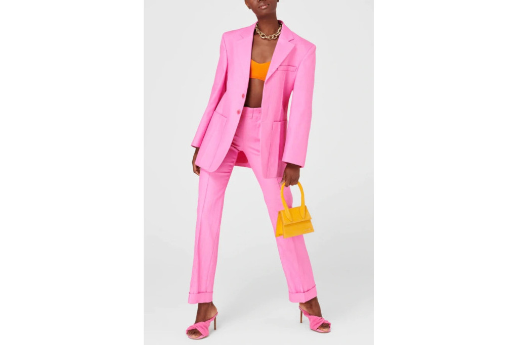Model in pink suit