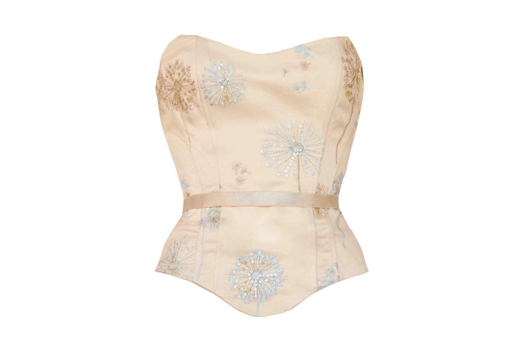 Yellow croset with embroidered flowers