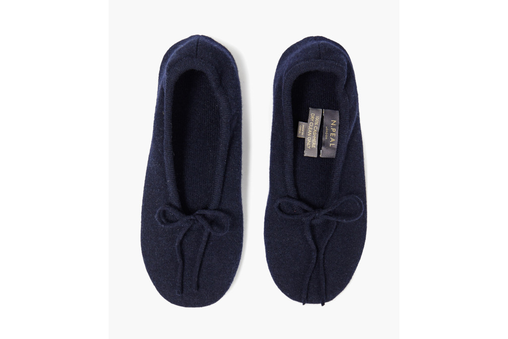 Navy slippers with bows