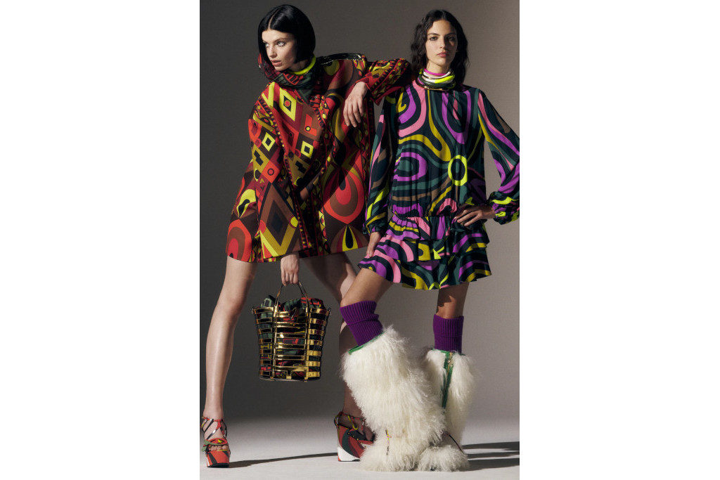 Models in psychedelic print clothing