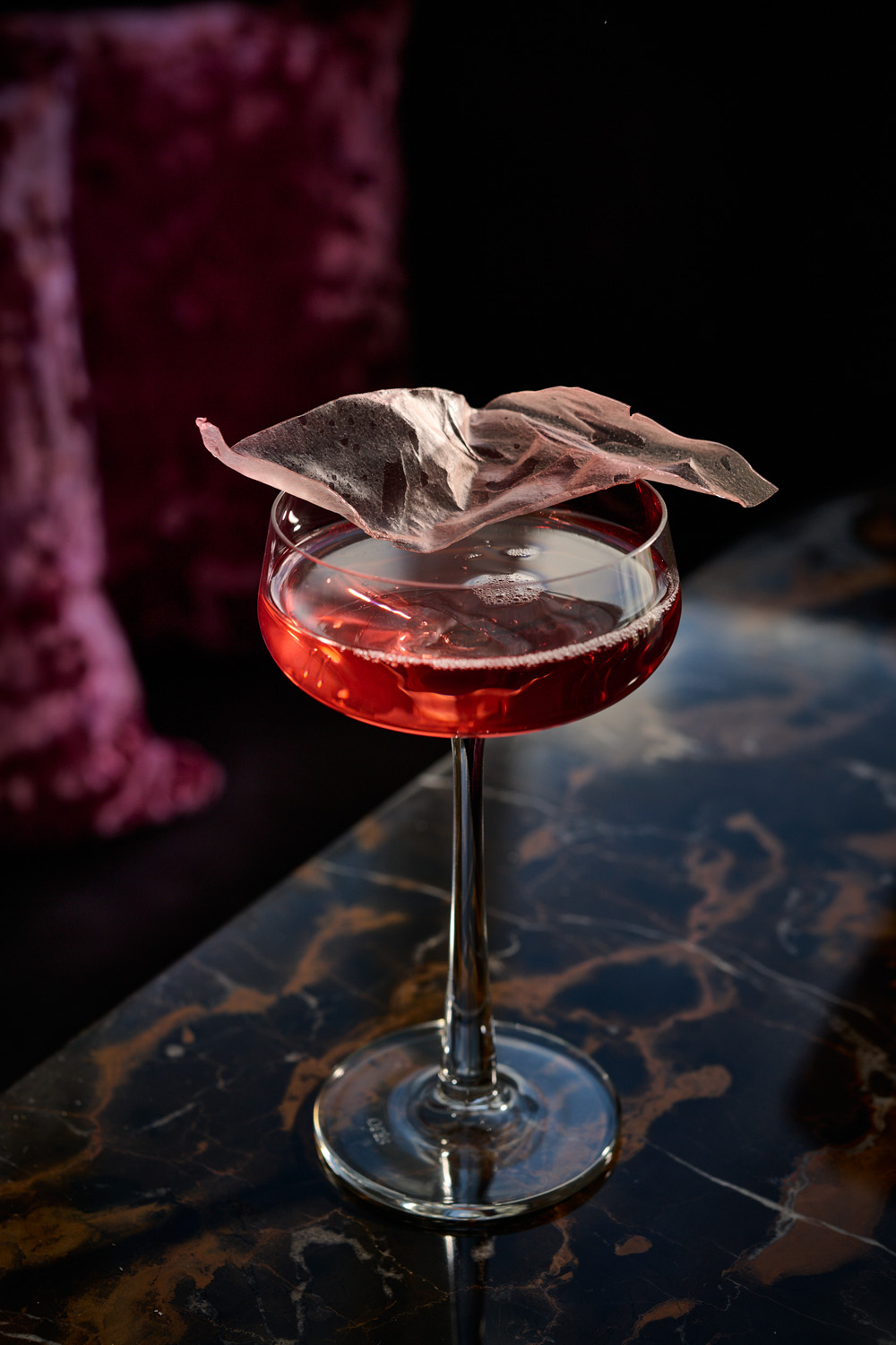 A pink mocktail