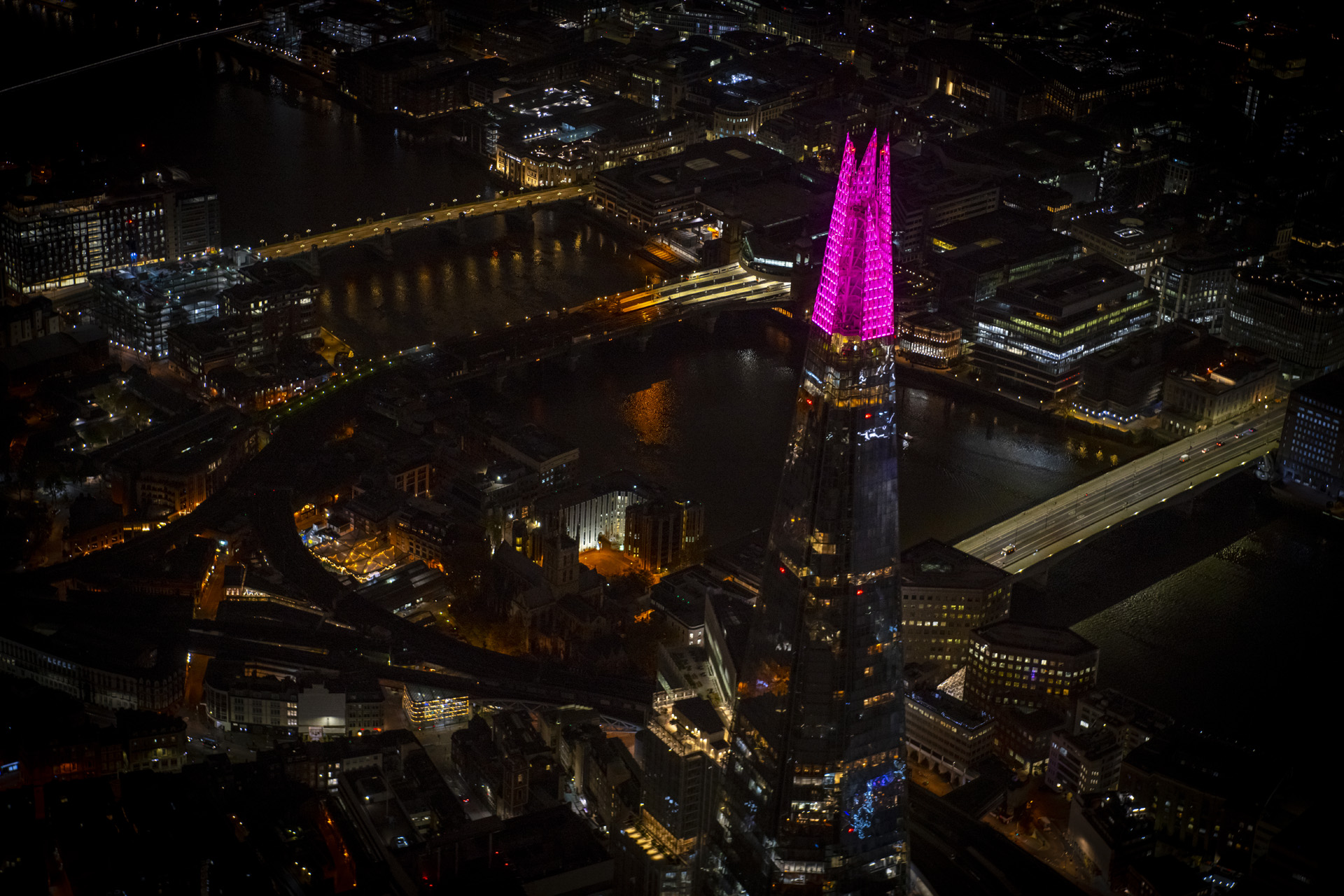 The Shard goes pink for Breast Cancer Awareness Month.