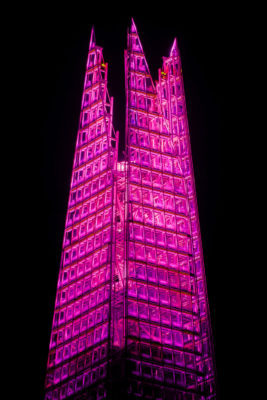 The Shard goes pink for Breast Cancer Awareness Month.