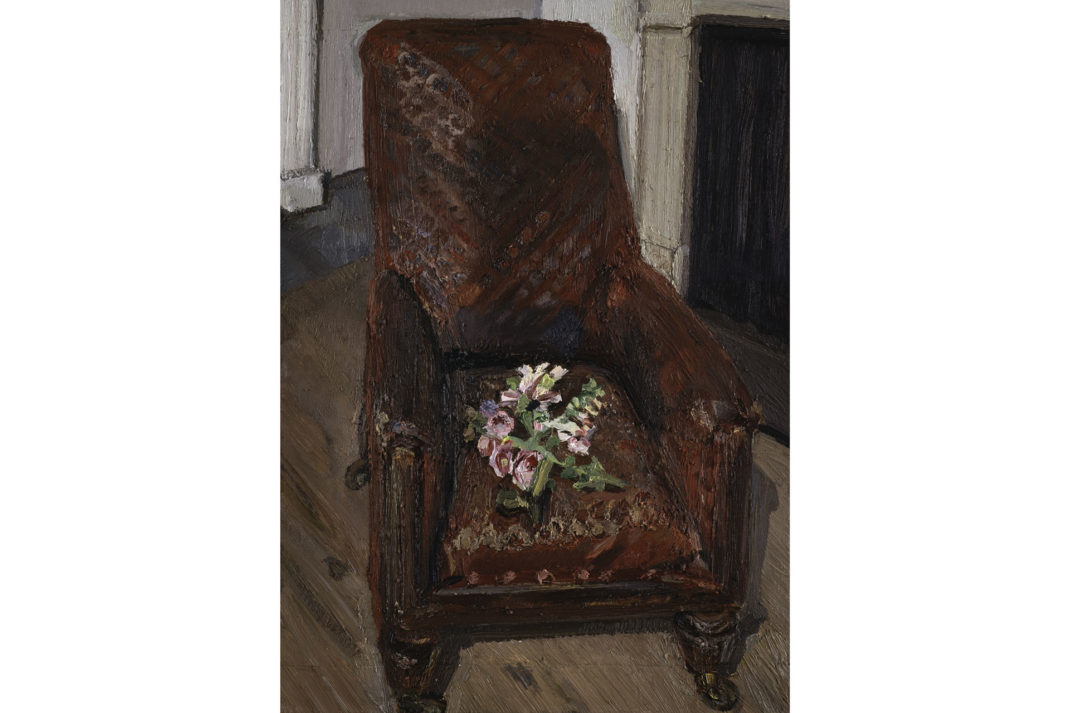 Lucian Freud's painting: Flowers on a Red Chair