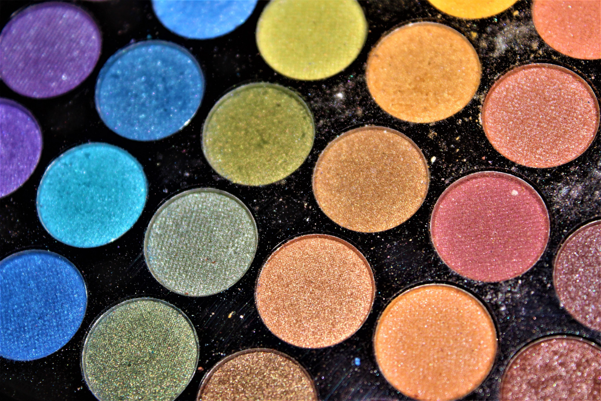 Close up of colourful makeup palette