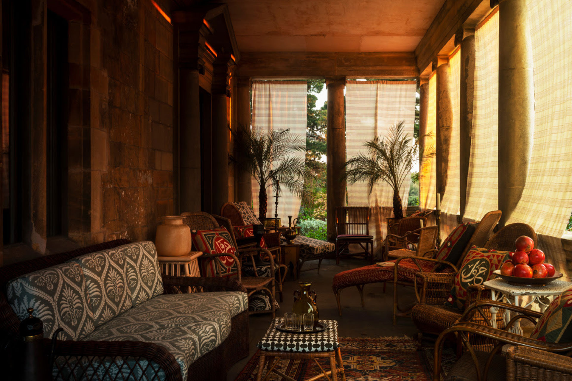 an open air living room by Soane that's part of the 'egyptomania' collection