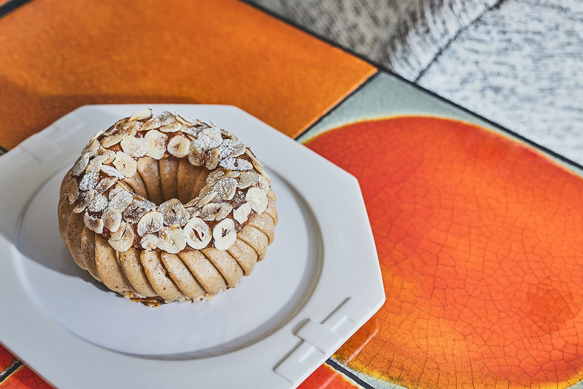 Cake on white plate 