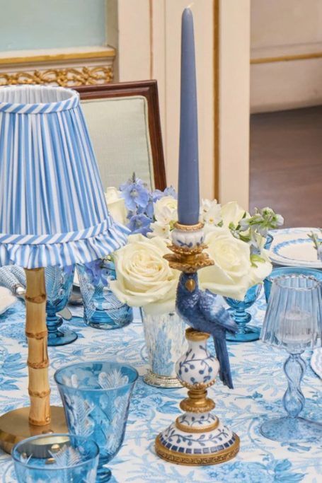 Blue table with matching decor