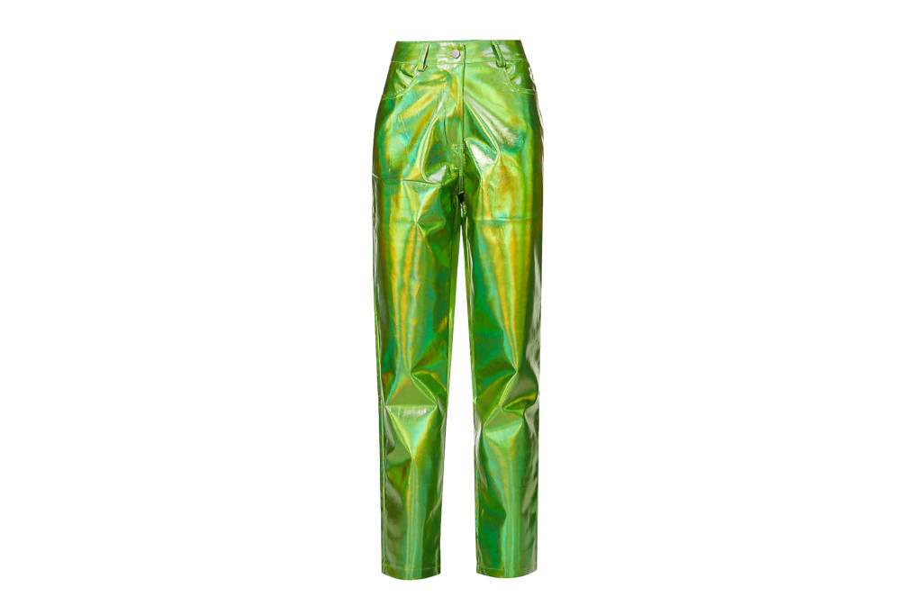 Green metallic trousers