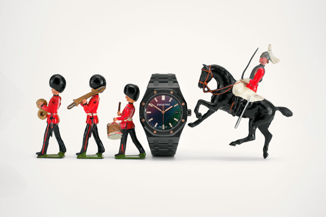 Toy soldiers with a watch