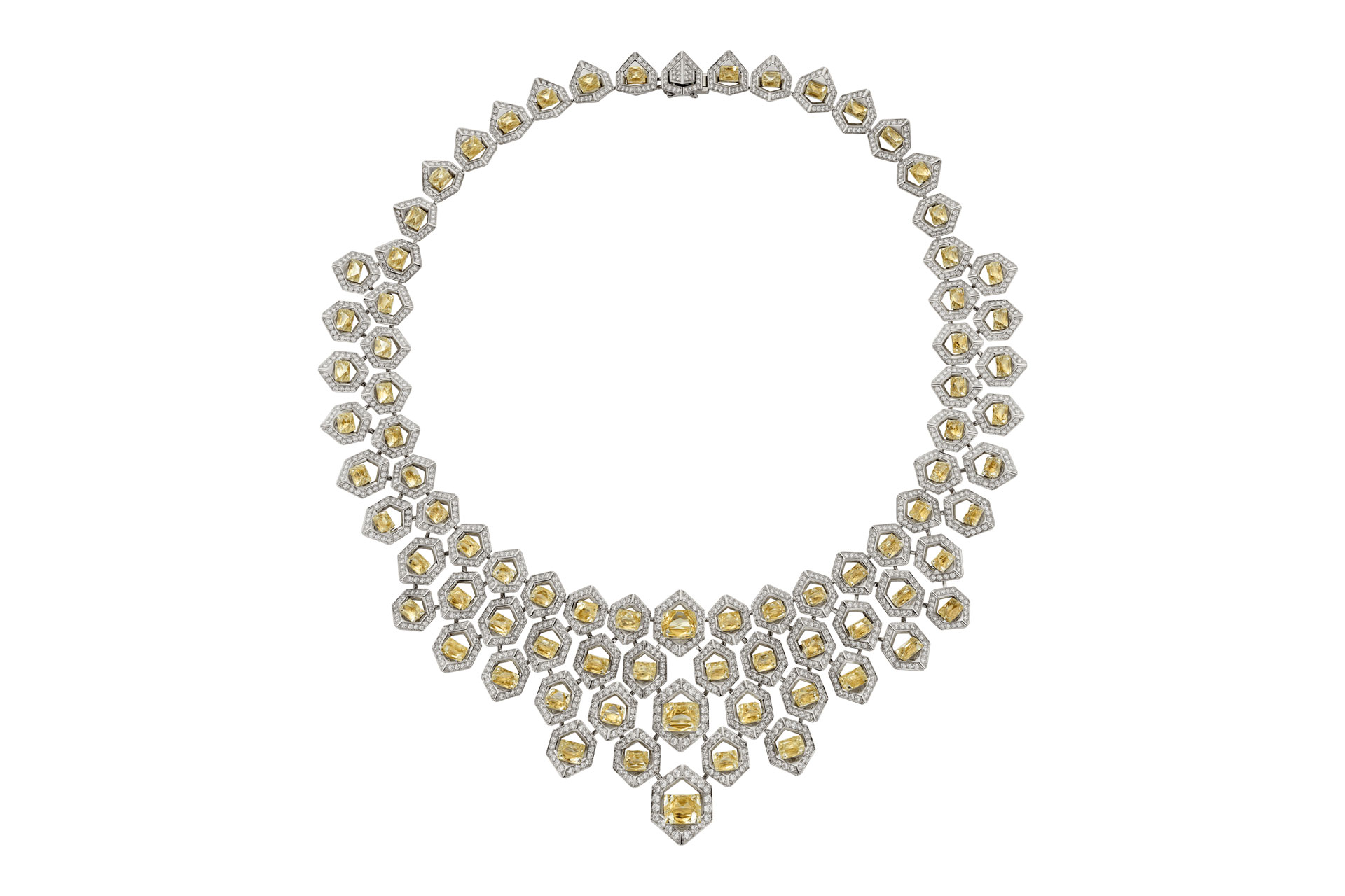 Cartier Beautés du Monde Ryu necklace in platinum with yellow gold, yellow diamonds,