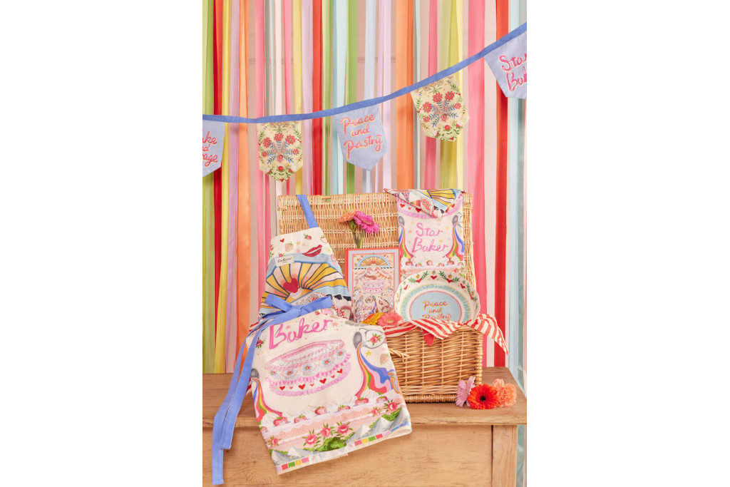 Colourful baking hamper with bunting