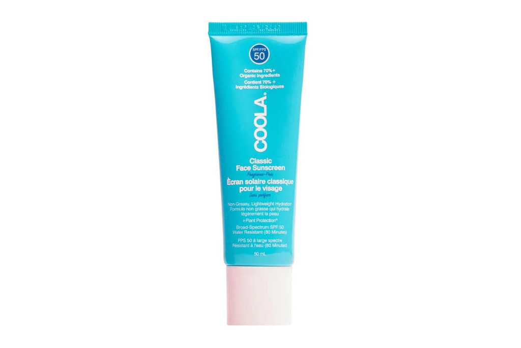 Blue bottle of SPF cream