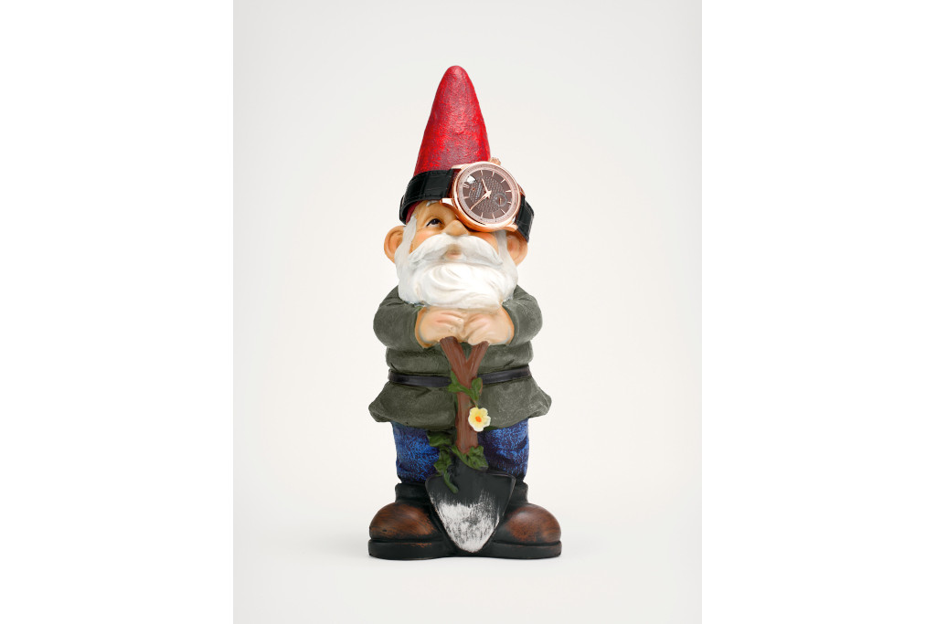Watch balanced on a gnome