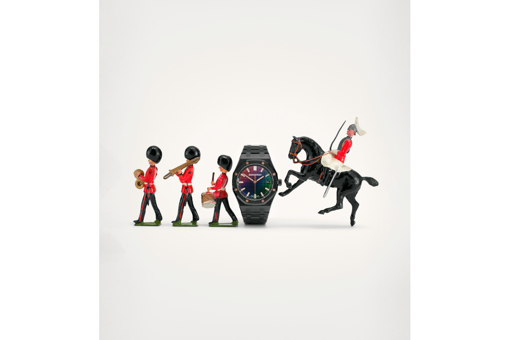 Toy soldiers with a watch