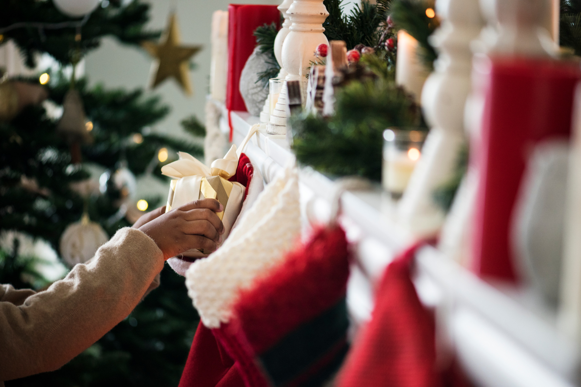 Christmas stockings hanging by the chimney