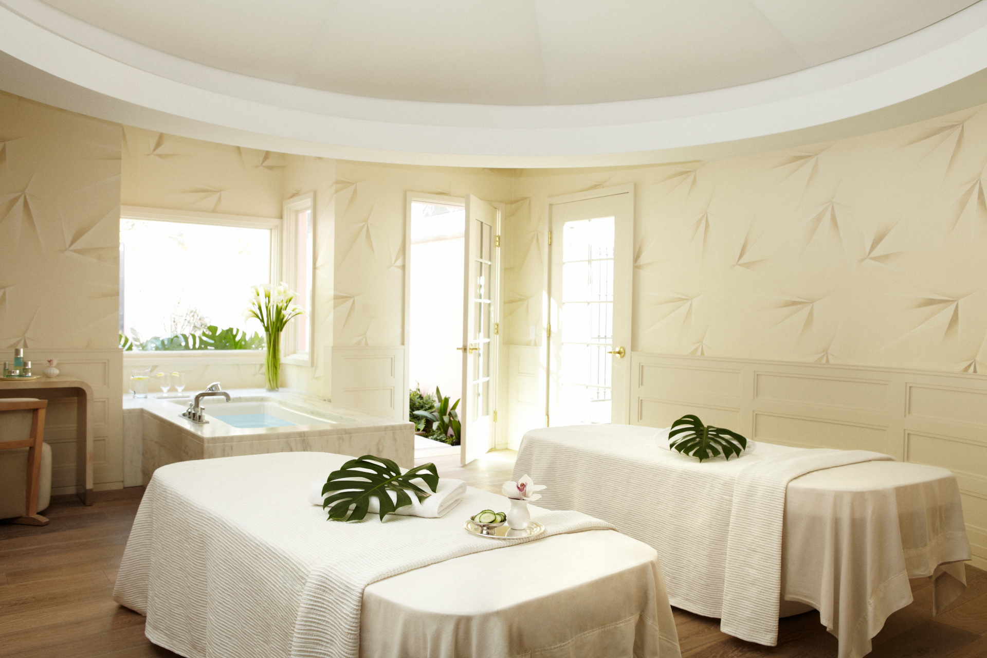 Spa tables set up in well lit room