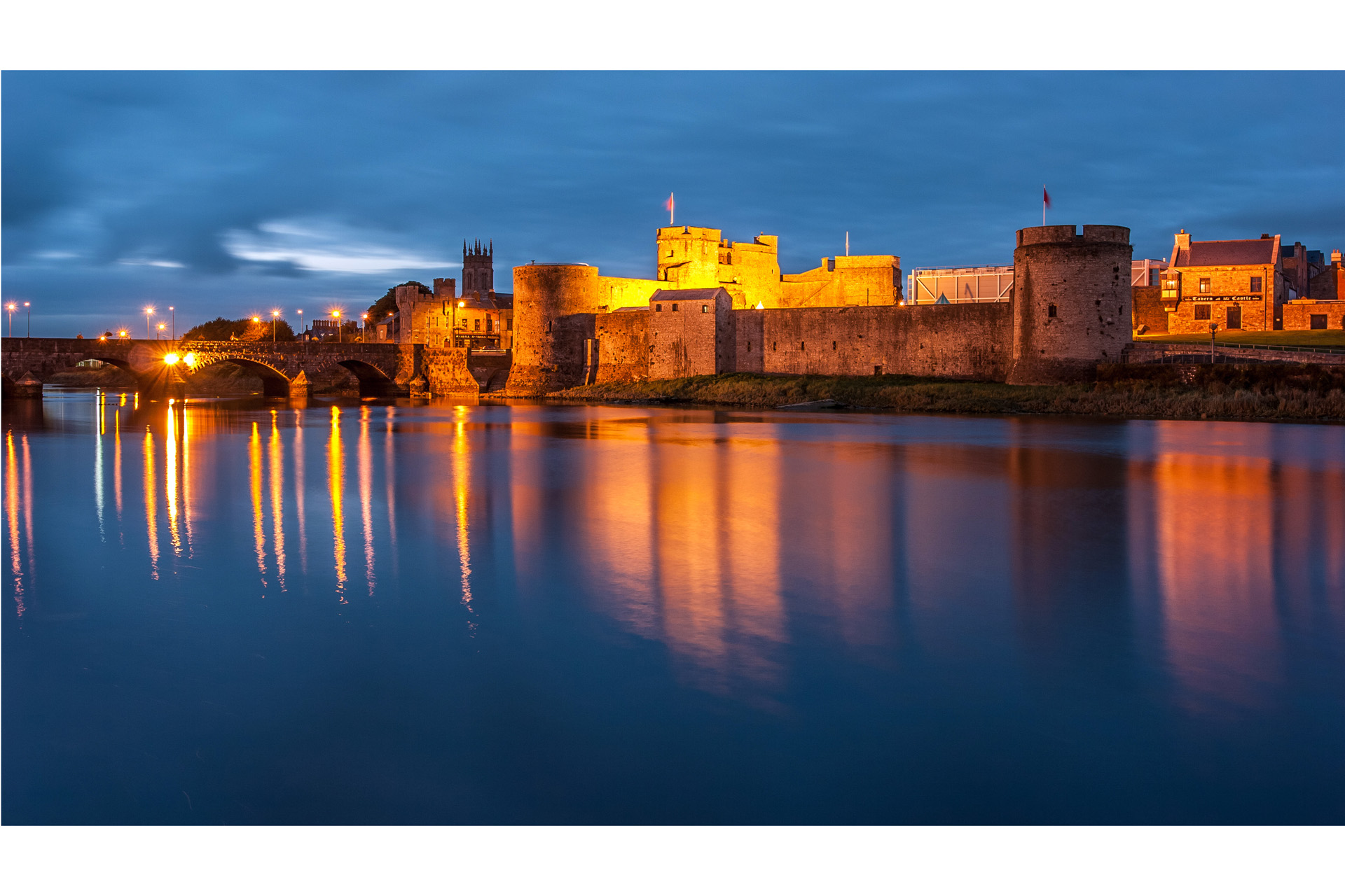 King John's castle reflected on the River Shannon, Limerick, Ireland