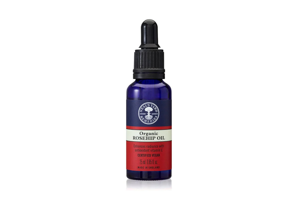 Blue and red serum bottle