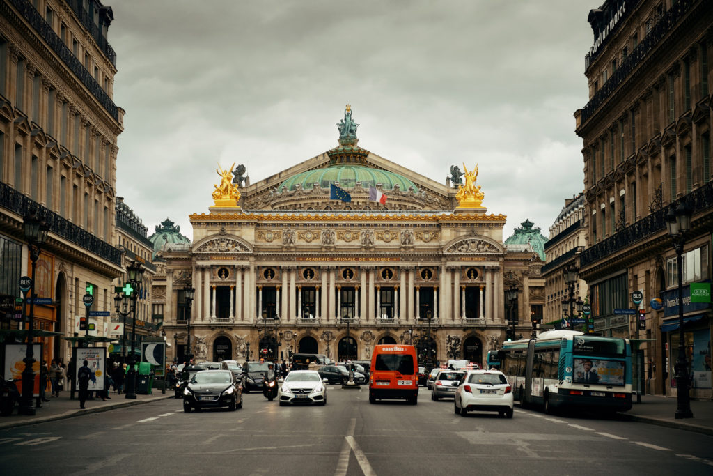 Paris Opera with street as the city famous tourism attraction and landmark.