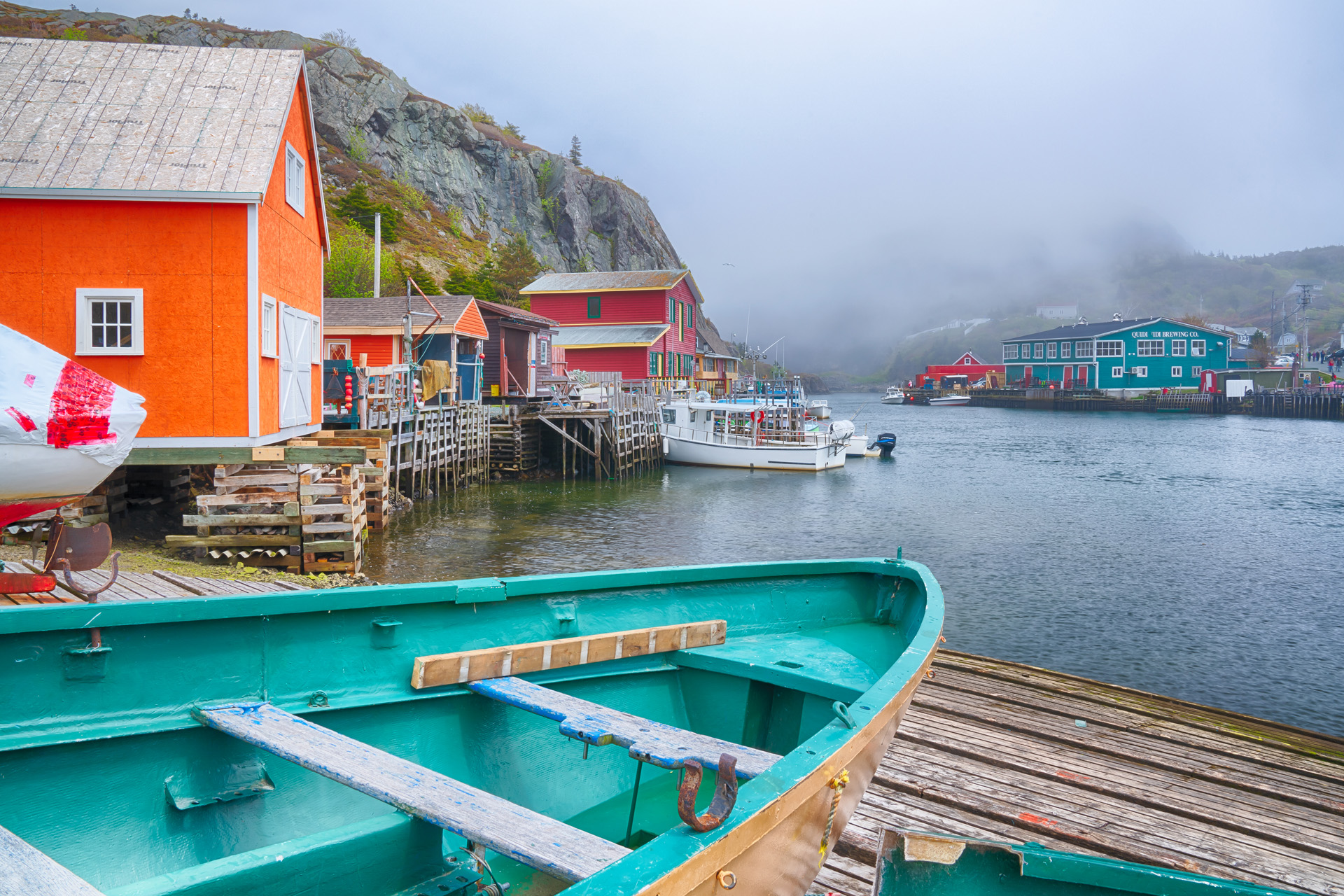 St John's, Newfoundland, CA - June 16, 2019: Historic old fishing village of Quidi Vidi in St John's, Newfoundland, Canada
