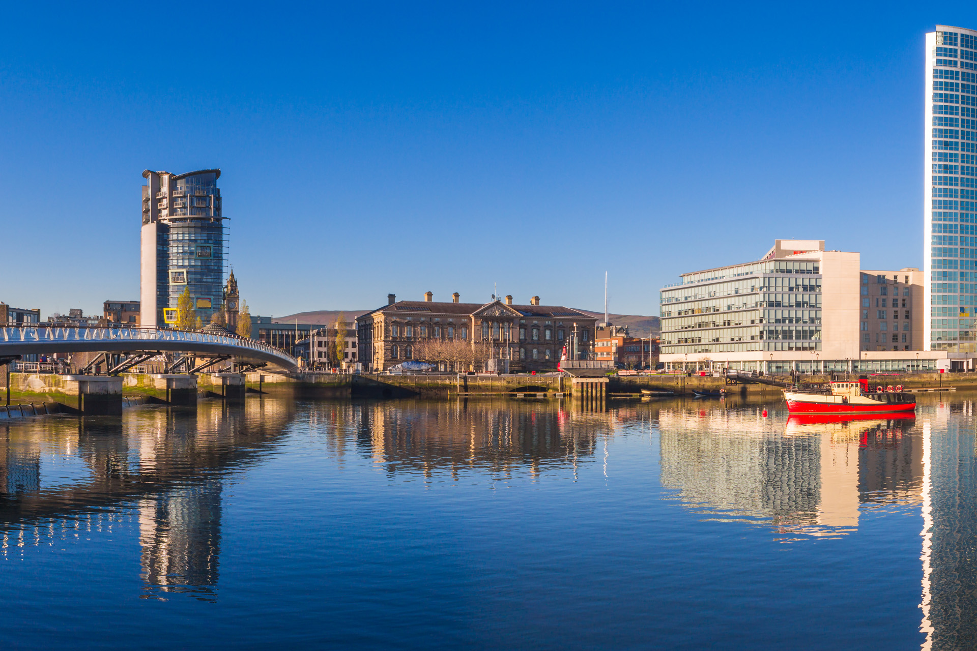 Panoramic view of the Belfast's harbor