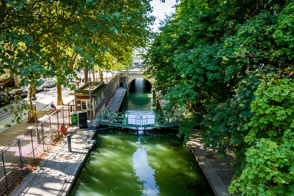 Lock on the Dock of la Villette in Paris, France