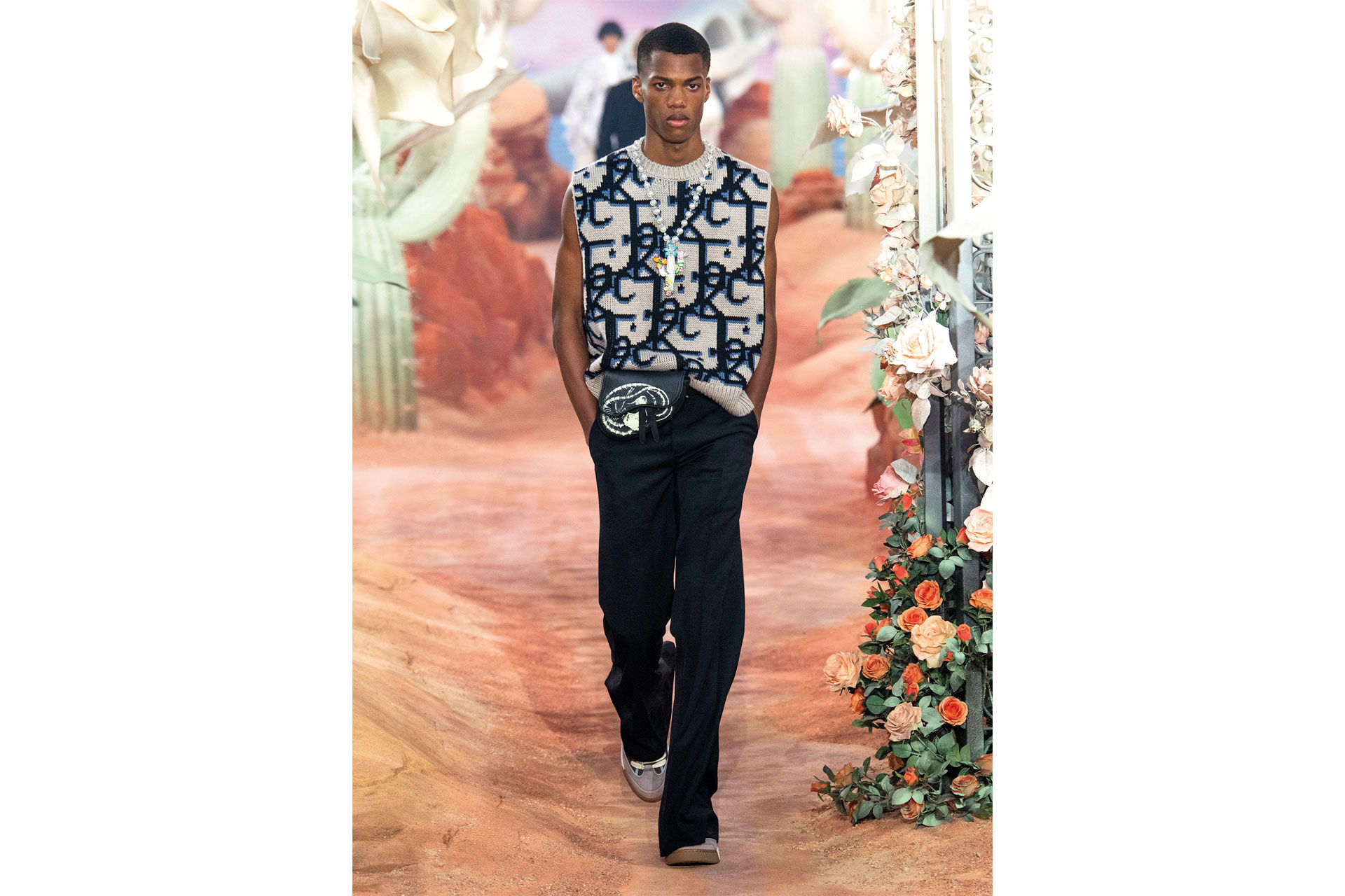 Pearls on Dior Homme SS22 runway