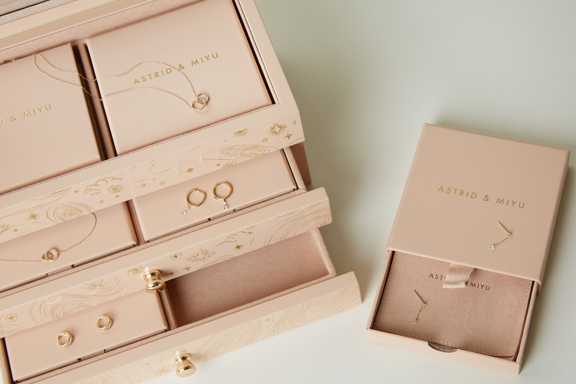 Pink box with jewellery inside