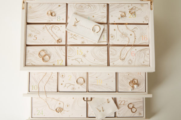 Overhead view of drawers full of jewellery