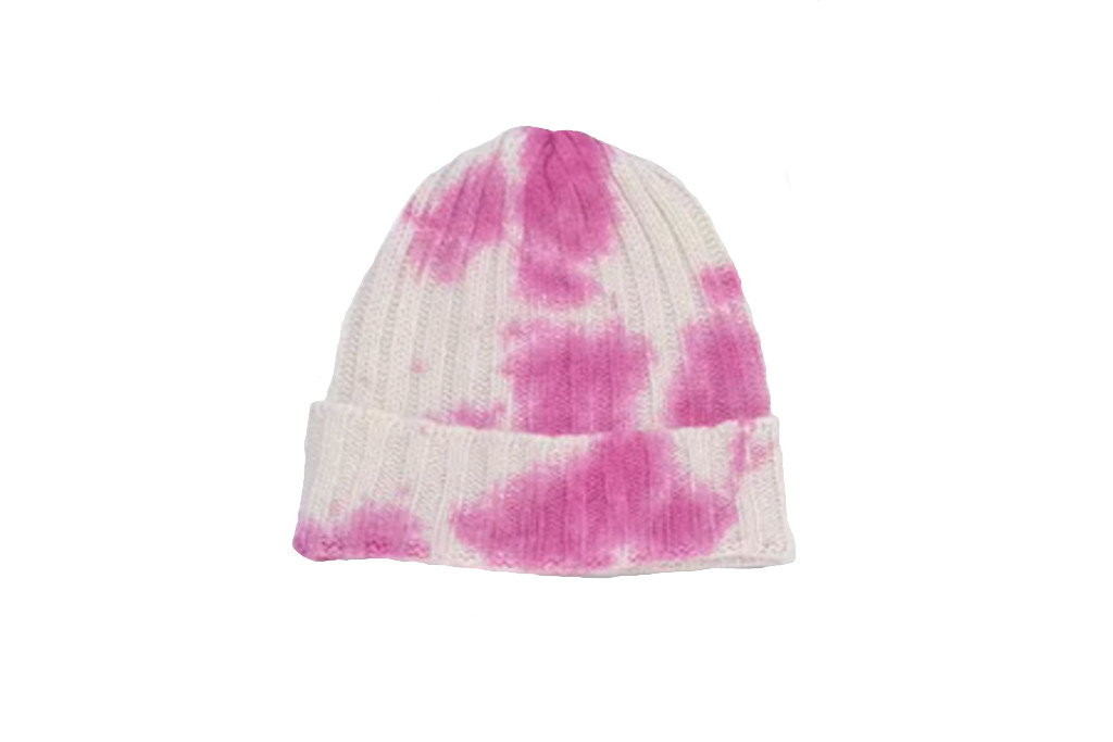 Pink and white beanie