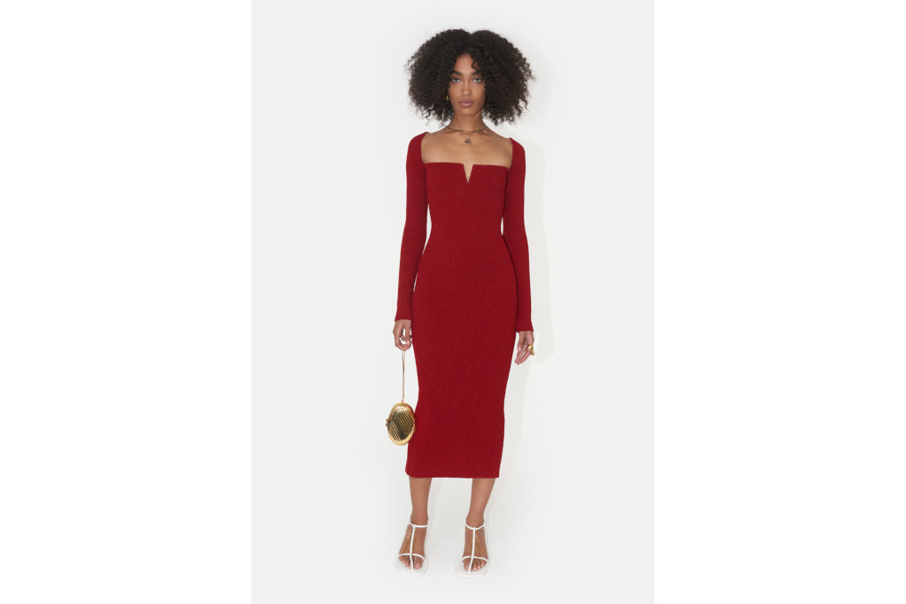 Woman in red dress