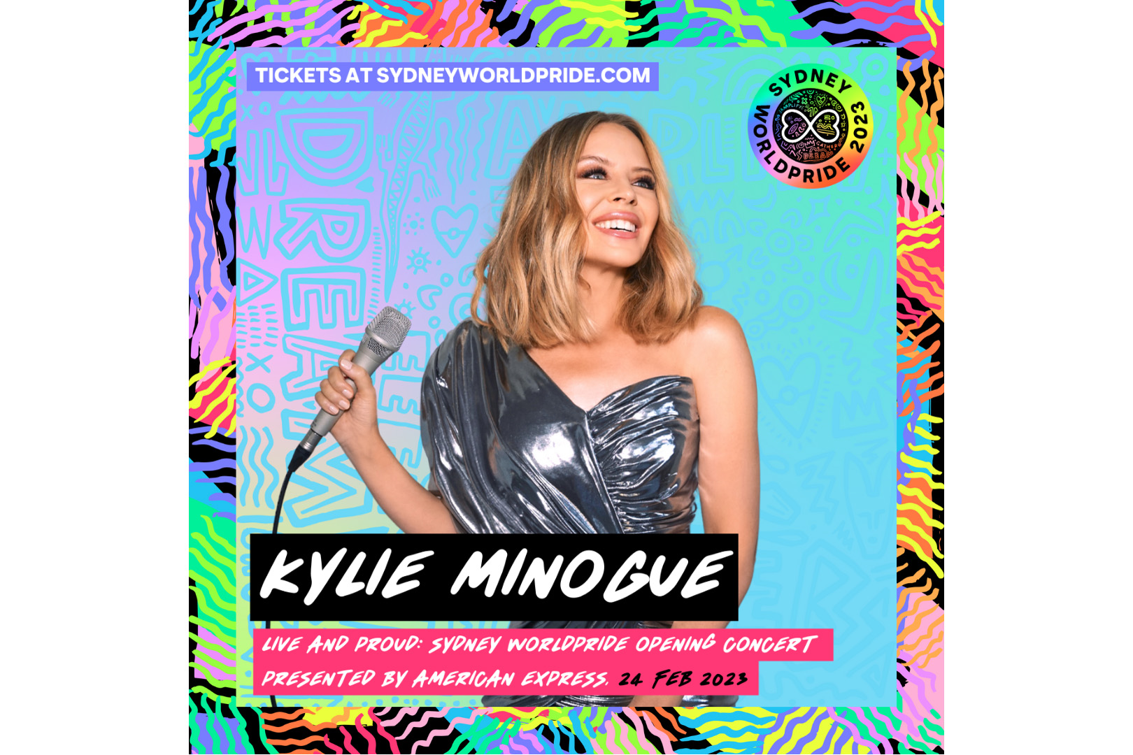 a promotional poster for Kylie x Sydney WorldPride 2023