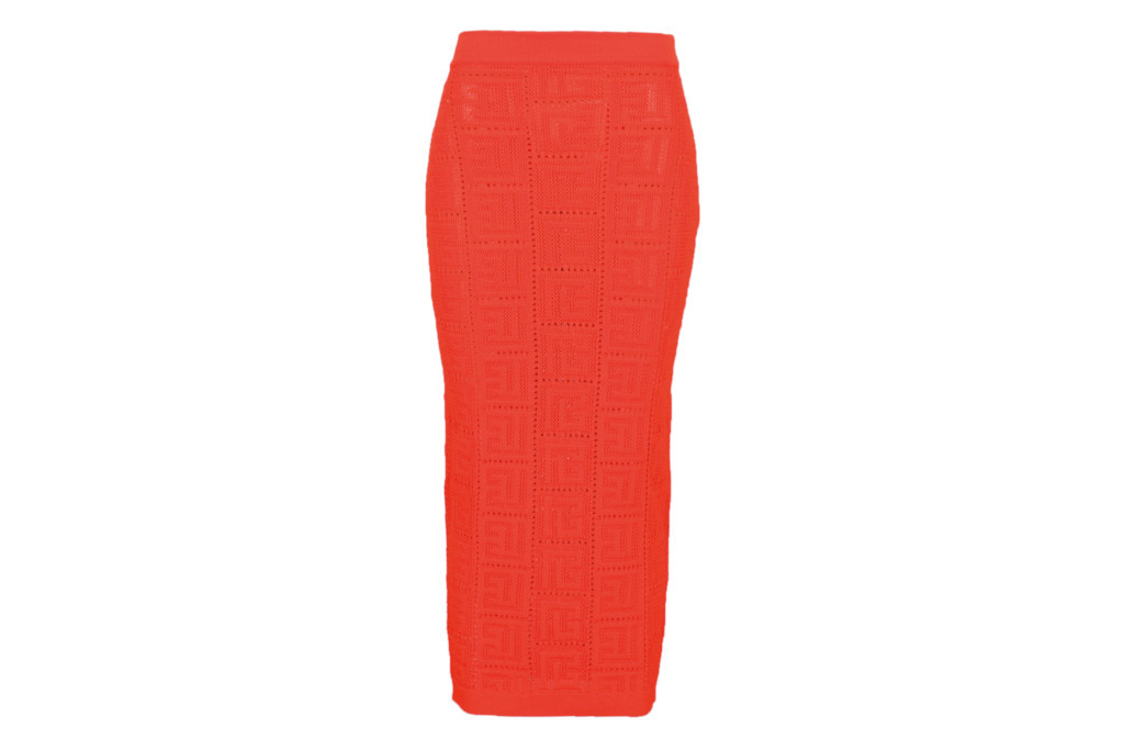 Long red skirt