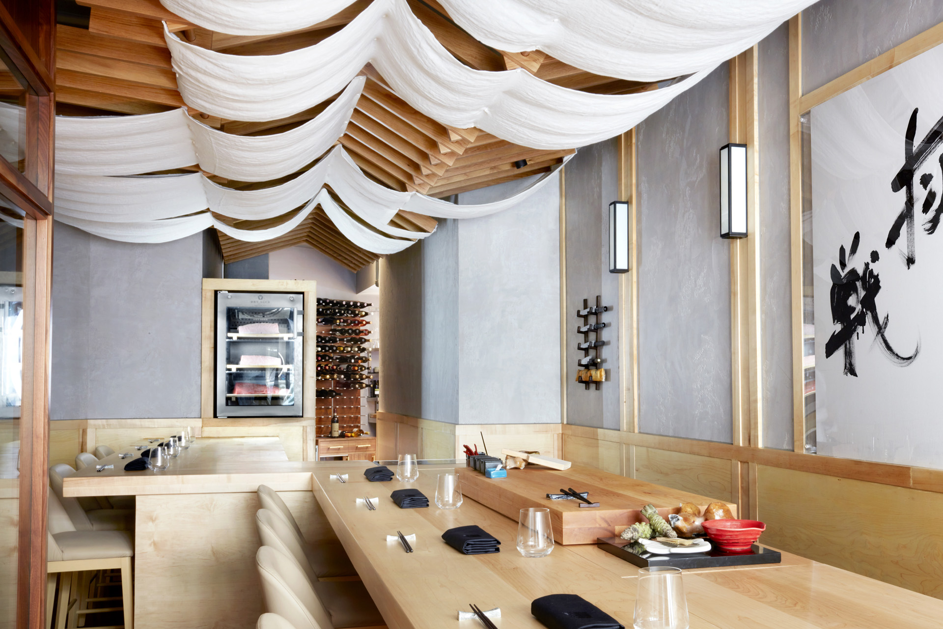 the interior of maru restaurant in mayfair