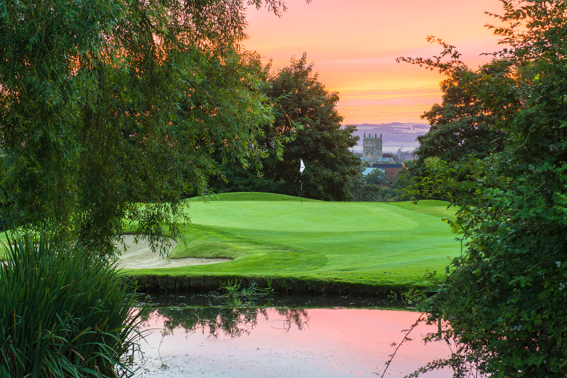 Tewkesbury Park golf course at dusk
