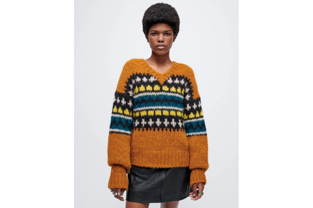Orange knot jumper with puff sleeves