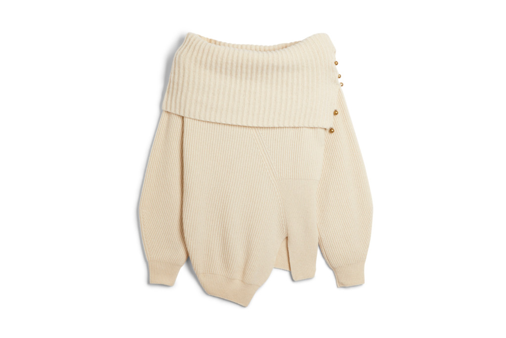 White ribbed knit jumper