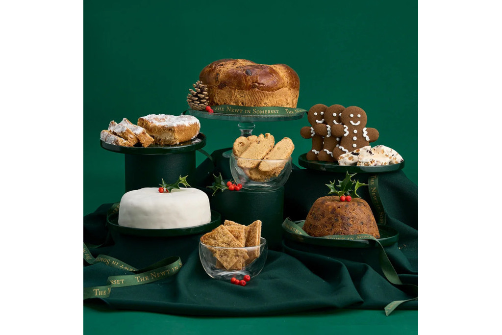 Christmas bakes displayed on green background