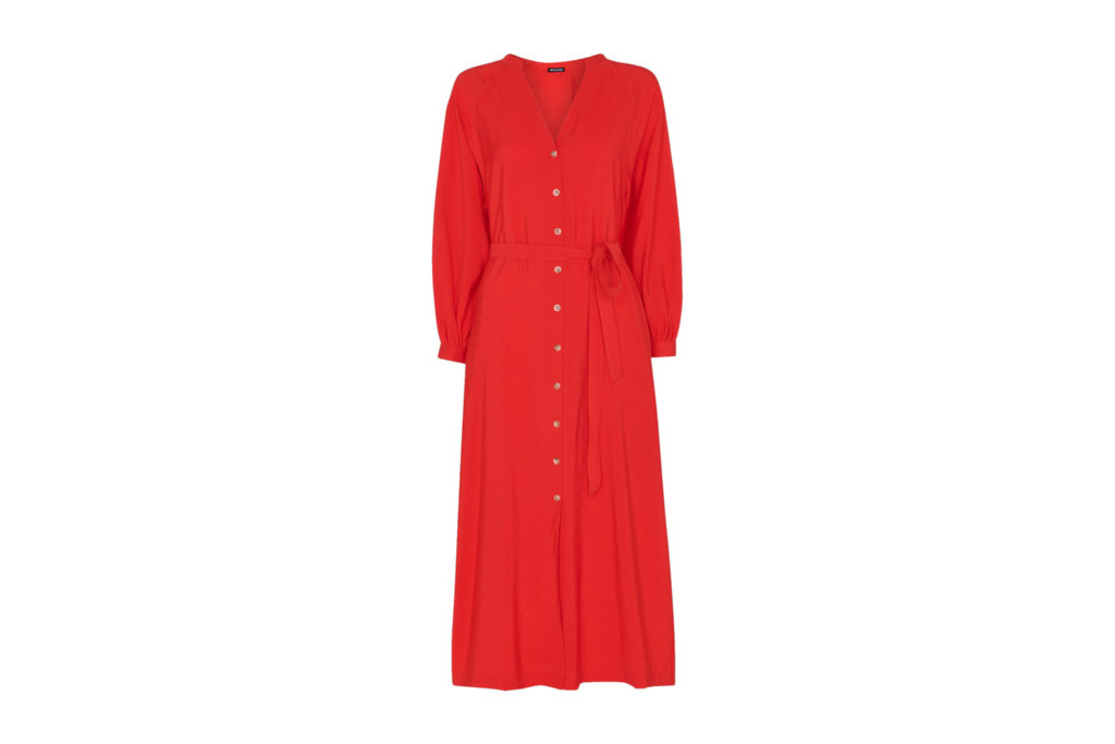 Red midi dress
