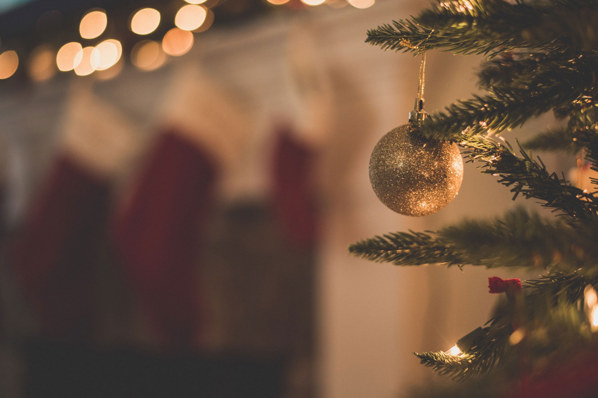 Decorated Christmas living room