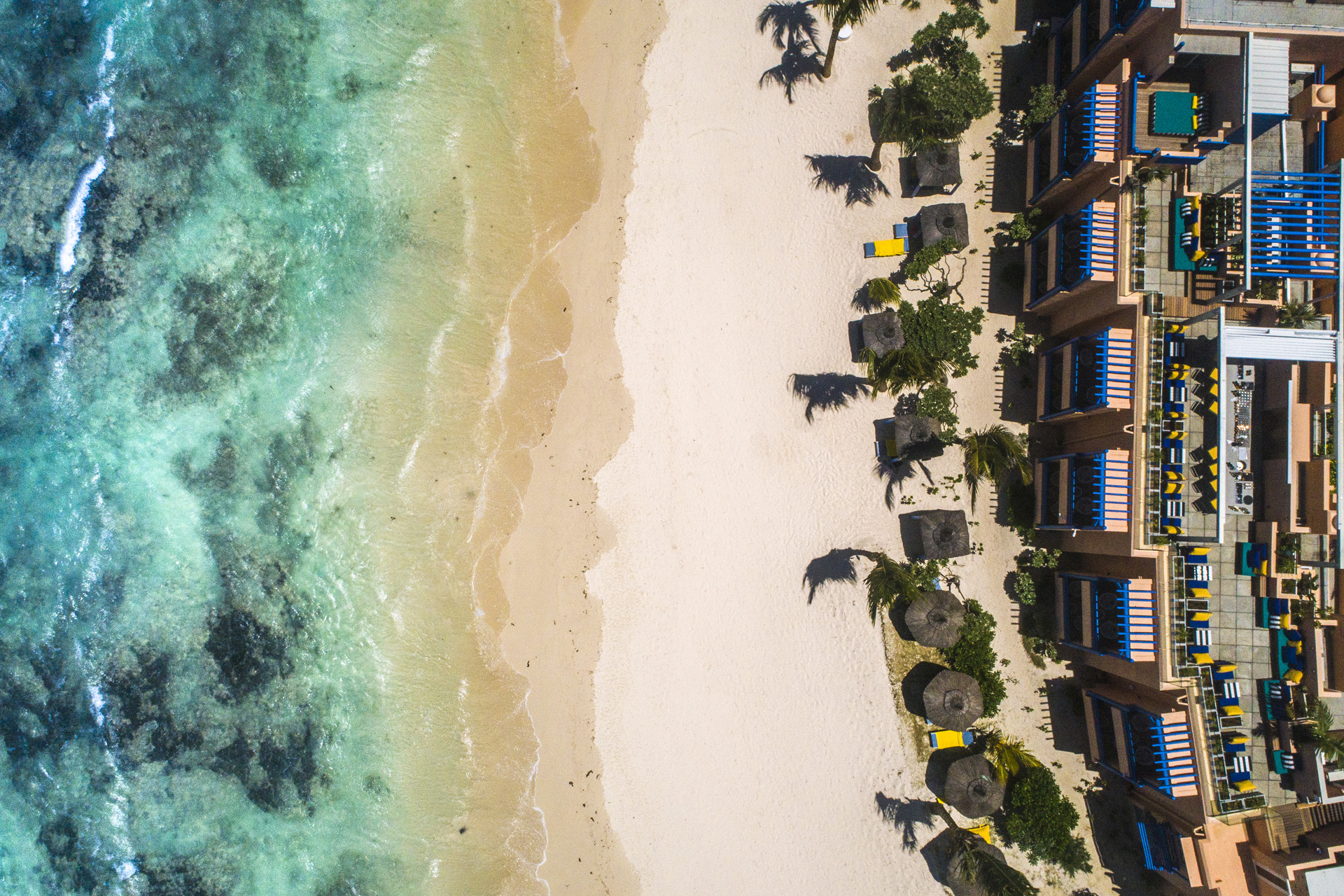 an aerial shot of the sea lapping onto the beach at Salt of Palmar