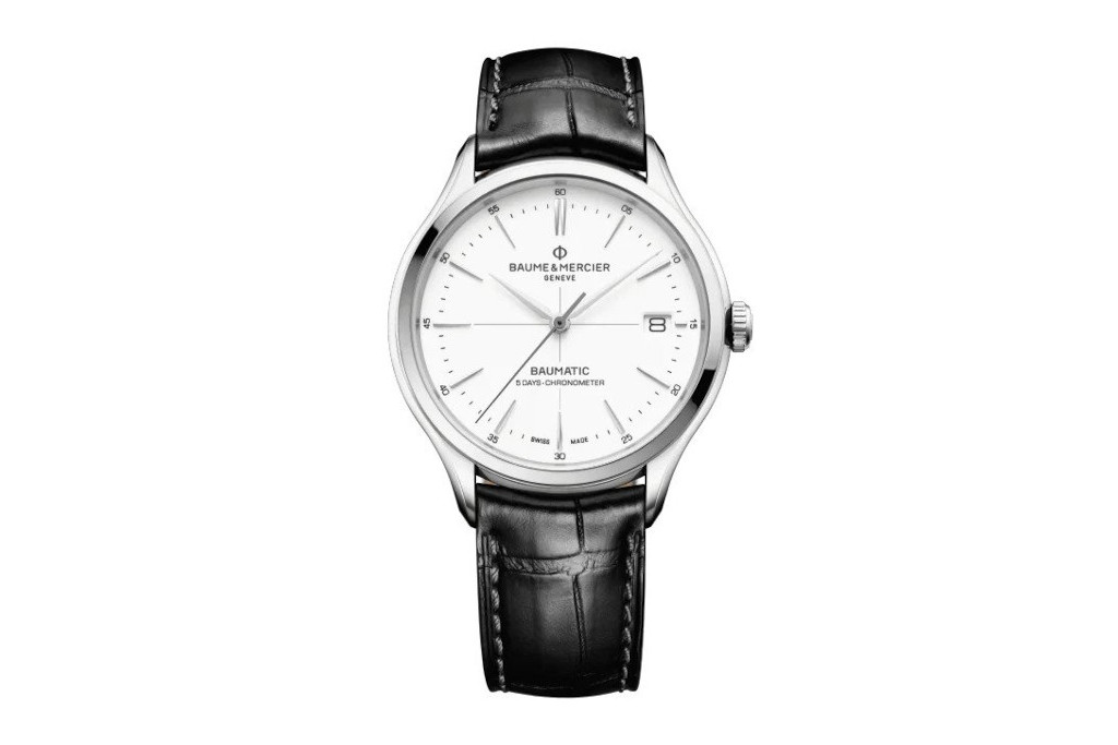 Watch with black strap