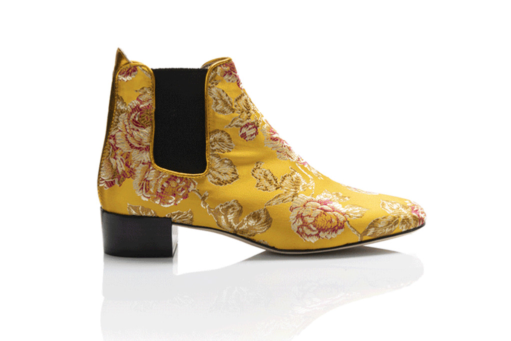 Yellow embroidered boot