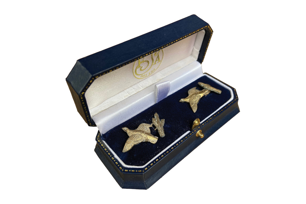 Cufflinks in blue box