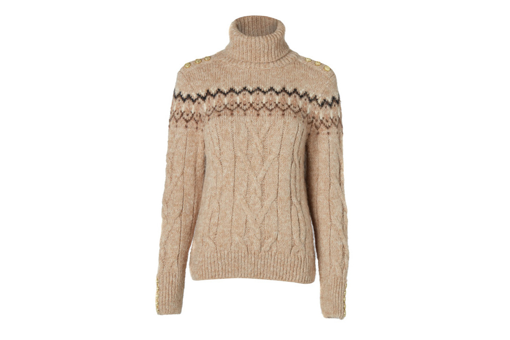 Brown knit jumper with roll neck