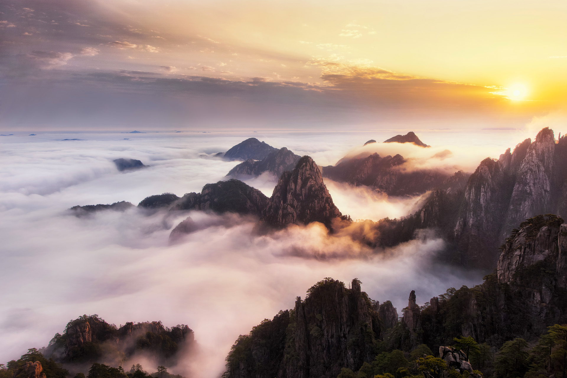 Mount Huangshan with mist