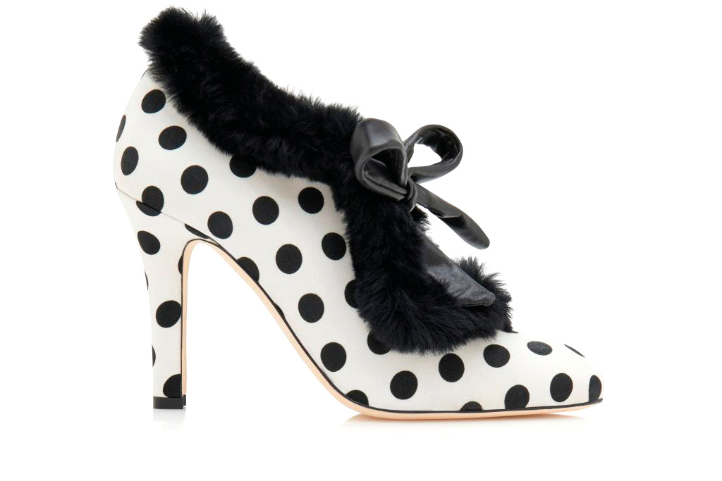 White and black spotty heel